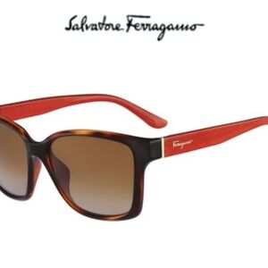 Salvatore Ferragamo Red and Brown Sunglasses